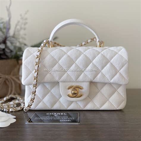 white chanel top handle bag